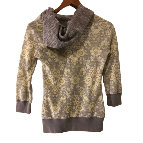 Free People Floral Print Waffle Thermal Zip Front Hoodie - Picture 4 of 12